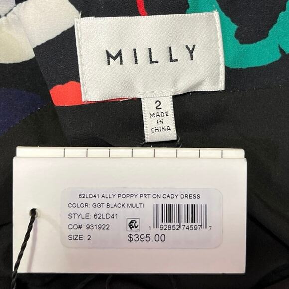 NEW Milly Ally Poppy Multicolor Floral Off The Shoulder Ruched Sheath Dress Sz 2 - Picture 10 of 12